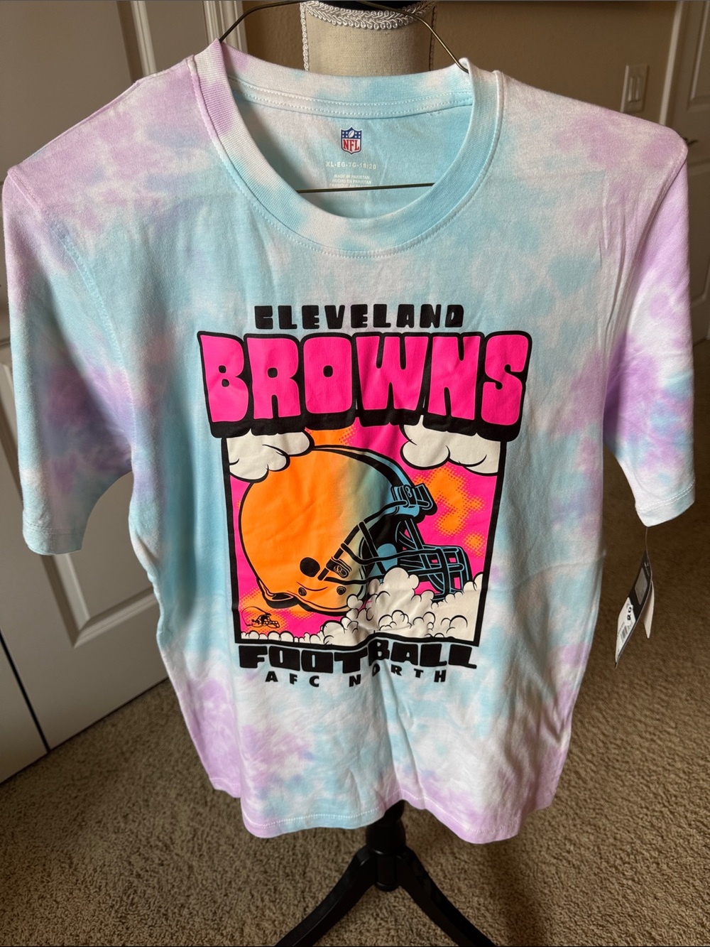 Cleveland Browns Kids Tie-Dye Graphic Tee - Pastel Blue & Purple